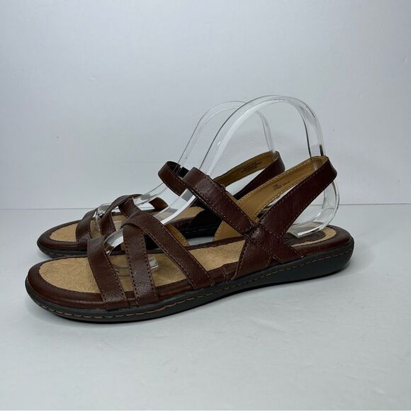 BORN faux leather Brown Strappy Sandals with Adjustable Ankle Strap 11 - Picture 3 of 9